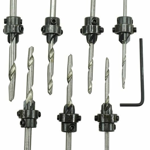 7pcs Countersink Tapered Drill Bit Screw Set Wood Pilot Hole For Woodworking