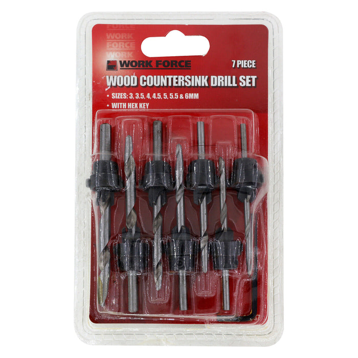 7pcs Countersink Tapered Drill Bit Screw Set Wood Pilot Hole For Woodworking