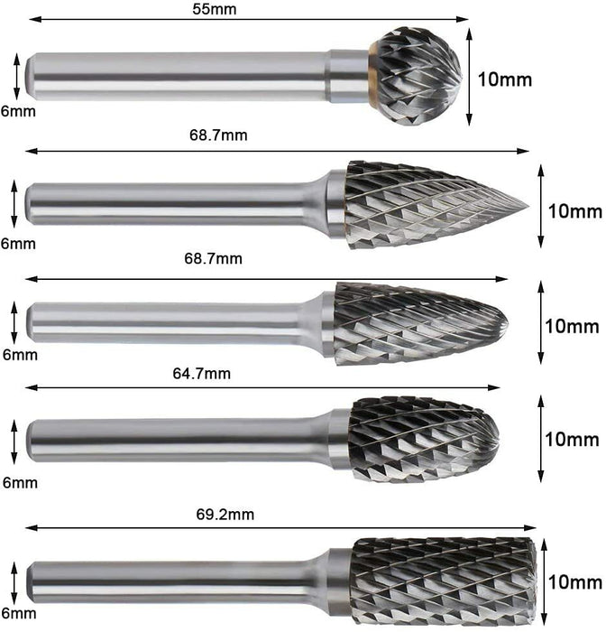 1/4'' Shank Double Cut Carbide Rotary Burr Bur Die Grinder Carving Bit AU STOCK