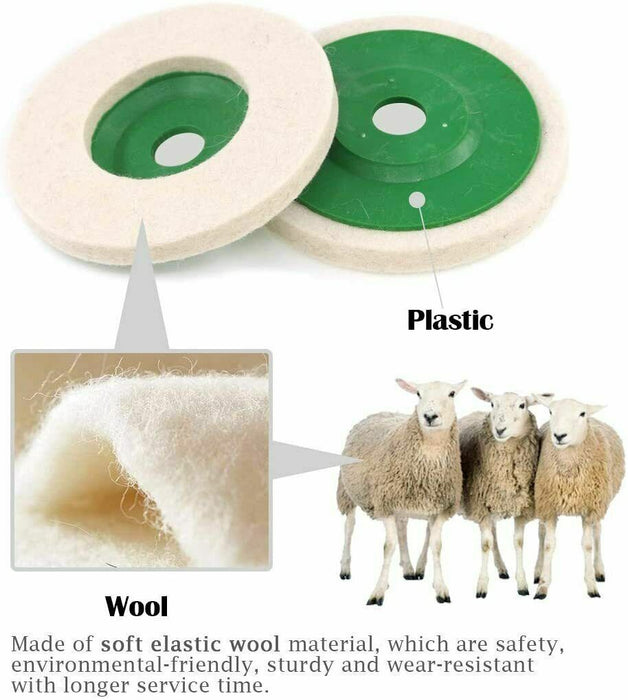 3pcs 100mm Wool Buffing Polishing Wheel Felt Pad 4Inch Buffer Buff Polish Disc