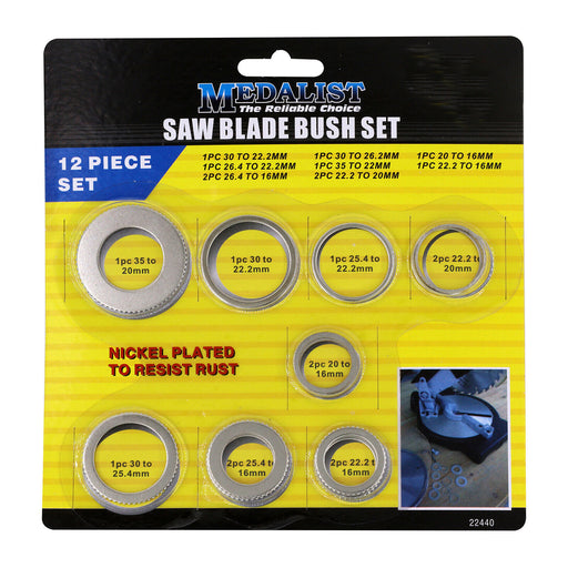 Medalist CIRCULAR SAW BLADE REDUCTION BUSH SET 12Pieces Assorted Size - FISHER DISCOUNT