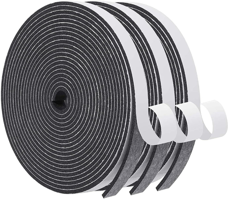3PC Sponge Foam Weatherstrip Tape ROLL Black Seal Strip Tape Door Seal AU