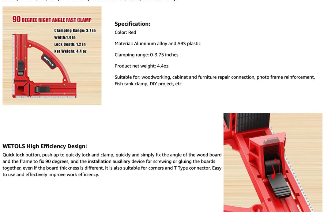 Mitre Corner Clamp & Square Heavy Duty Light Weight Picture Frames Wood Work