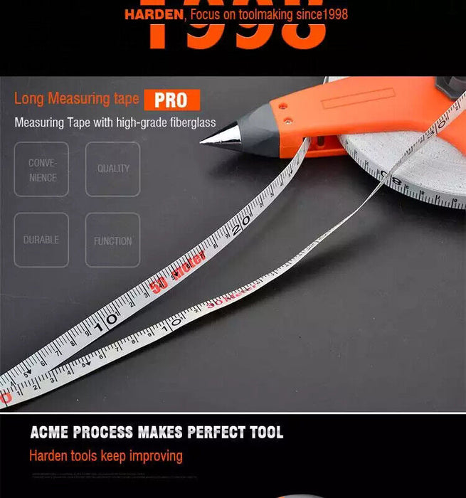 Harden 30M Long Steel Metric Scale Measuring Tape Measure with Level Vial