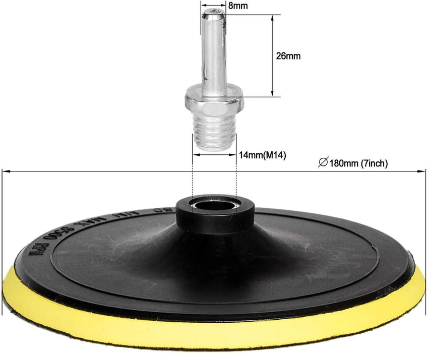 7''Angle Grinder Plastic Backing Pad for Fibre Sanding Disc M10 Hex Shaft Adapt