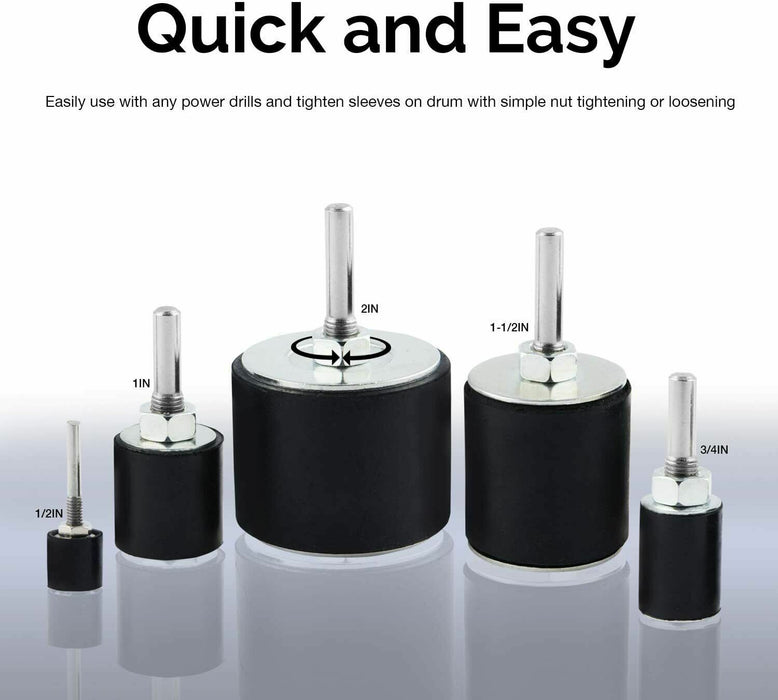 25set Rubber Spindle Sanding Drum Sander Sleeves Rotary Tool Kit for Drill Press