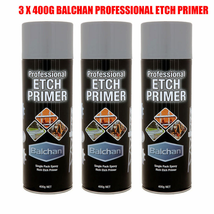 3 X 400G SUPER ETCH PRIMER GREY 4L EPOXY METAL NEW MILD STEEL ANCHOR SPRAY PAINT - FISHER DISCOUNT