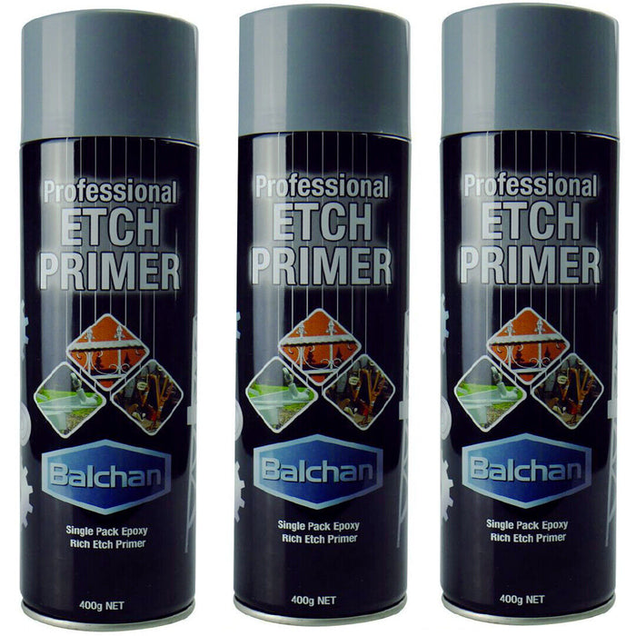 3 X 400G SUPER ETCH PRIMER GREY 4L EPOXY METAL NEW MILD STEEL ANCHOR SPRAY PAINT - FISHER DISCOUNT