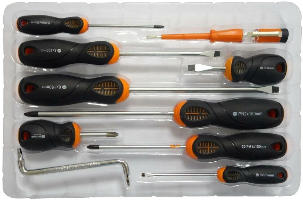 Harden 10pc Flat#3-6  Phillips PH0-PH2 S2 Screwdriver Set Test Pencil