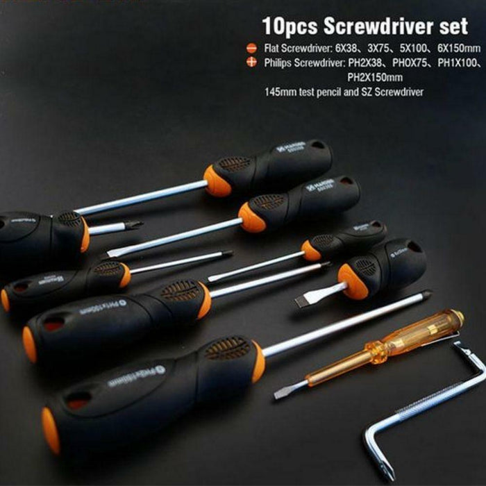 Harden 10pc Flat#3-6  Phillips PH0-PH2 S2 Screwdriver Set Test Pencil