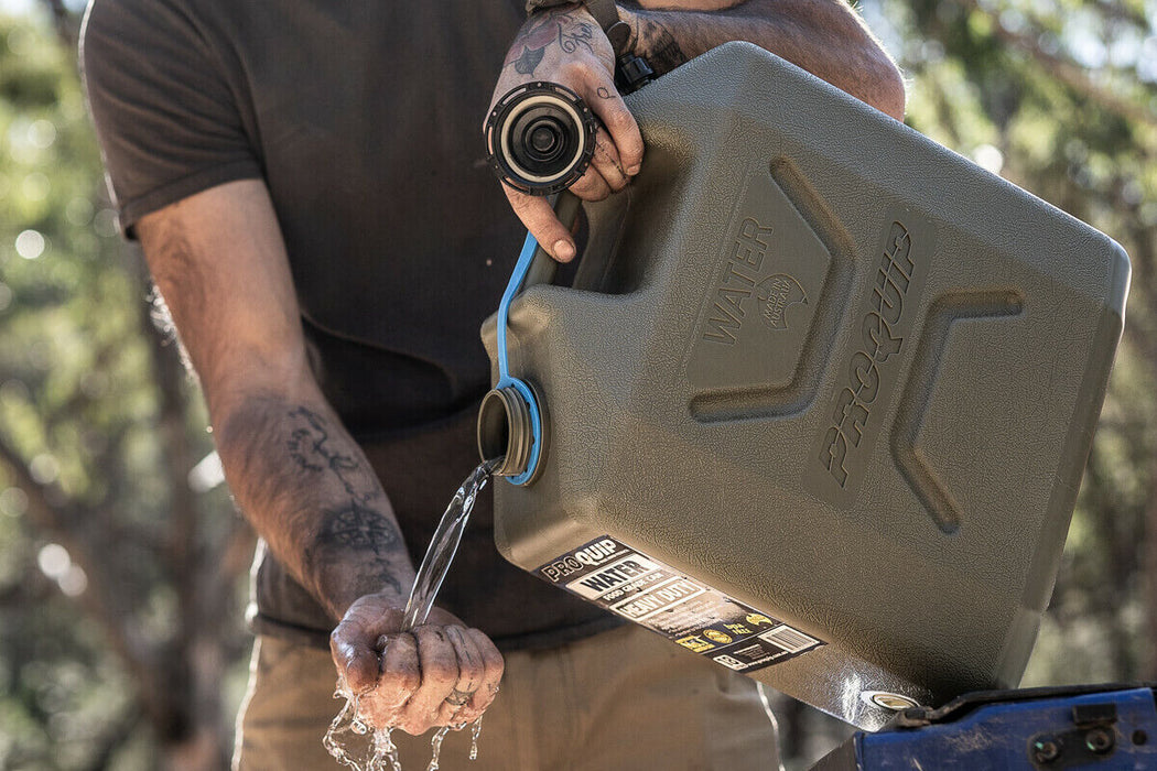 Proquip Heavy Duty Water Jerry Can 22L With Tap Wide Mouth Olive Army Green