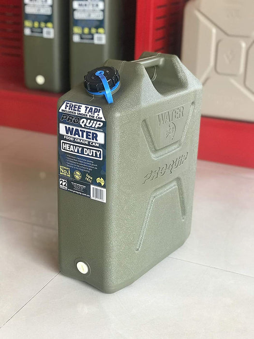 Proquip Heavy Duty Water Jerry Can 22L With Tap Wide Mouth Olive Army Green