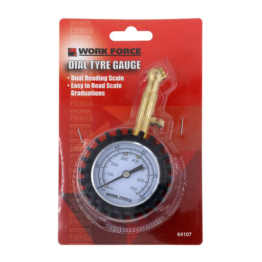 Tyre Gauge Precision Dial Easy Read 0-100psi with Release Button & Angle Head - FISHER DISCOUNT