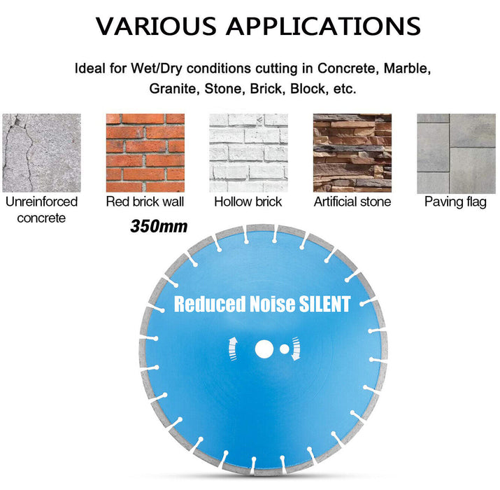 FORCE PRO 14” / 350mm SILENT DIAMOND BLADE FOR DEMOLITION SAWS Reduced Noise