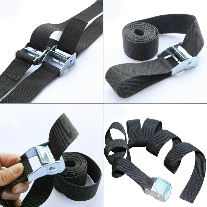 4PC Cargo Ratchet Strap Rope Cam Buckle Truck 25mmx2.5m Cambuckle Tie Down Strap