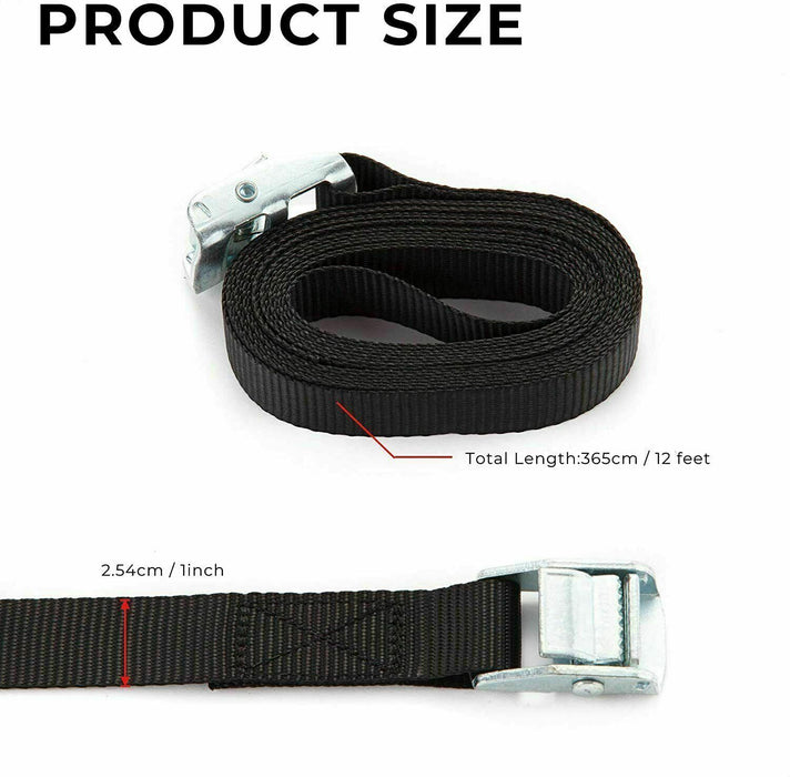 4PC Cargo Ratchet Strap Rope Cam Buckle Truck 25mmx2.5m Cambuckle Tie Down Strap