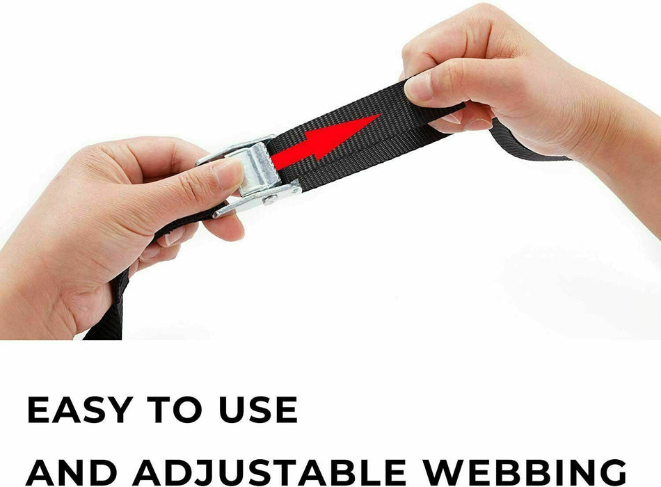 4PC Cargo Ratchet Strap Rope Cam Buckle Truck 25mmx2.5m Cambuckle Tie Down Strap