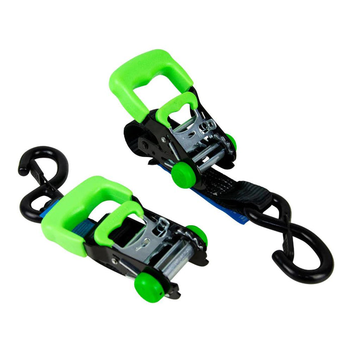 4PCS Monkey Grip Ratchet Tie Down with Soft Loop Straps 750KG Capacity 4M x 35mm - FISHER DISCOUNT