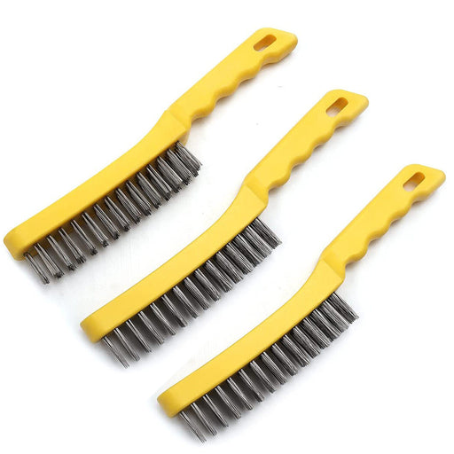 3x Hand Wire Brush Bristles Stainless Steel Rust Paint Removal Tool Duty Heavy - FISHER DISCOUNT