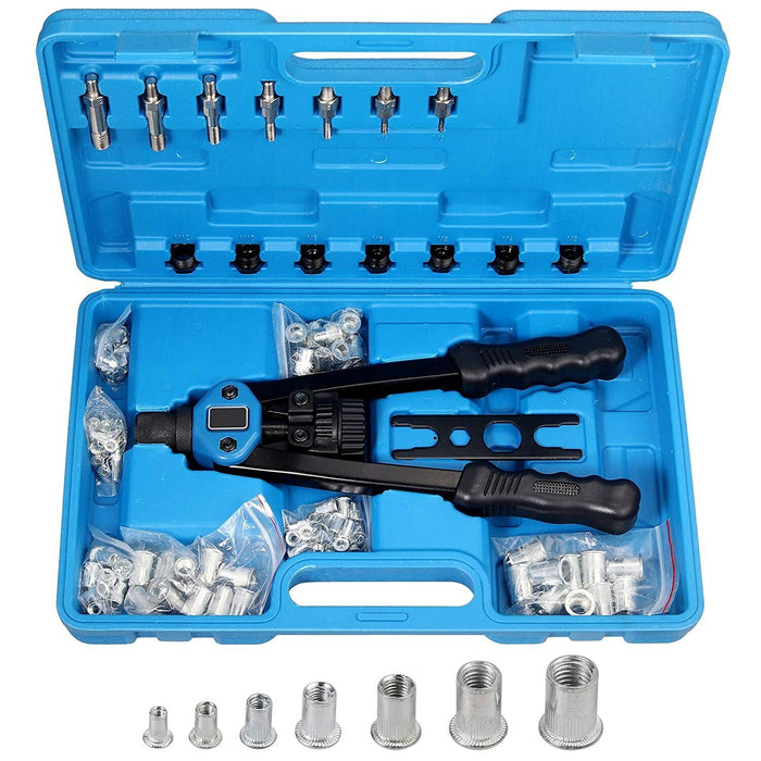 110PCSHeavy Duty Nut Rivet Riveter Rivnut Nutsert Gun Riveting Kit Thread M3-12