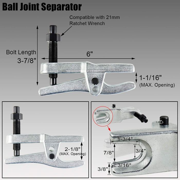 5pcs Front End Service Tool Kit Ball Joint Tie Rod Set Pitman Arm Puller Remover