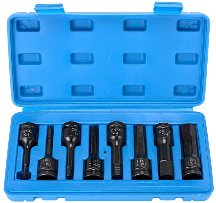 8pcs Hex Allen Bits 1/2'' Drive Deep Air Impact Socket Set Auto Repair Tools AU