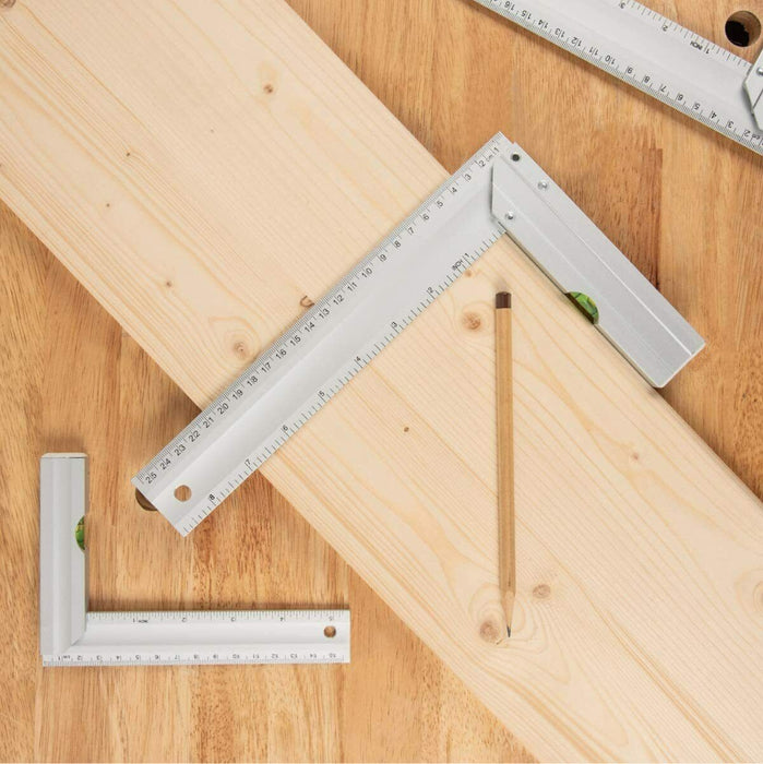 2PC CARPENTER'S MITRE SQUARE ALUMINIUM HANDLE STAINLESS STEEL BLADE 15 & 25inch