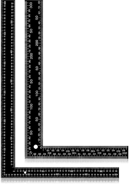 2PC Try Flat Steel L Square carpenters Builders Black 300 x 200 & 400x600mm