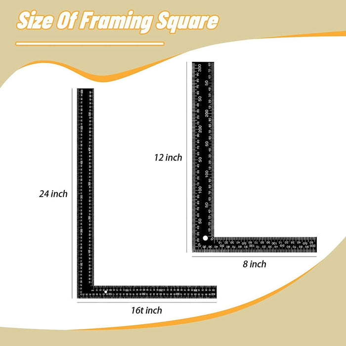 2PC Try Flat Steel L Square carpenters Builders Black 300 x 200 & 400x600mm