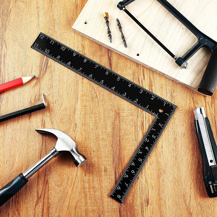 2PC Try Flat Steel L Square carpenters Builders Black 300 x 200 & 400x600mm