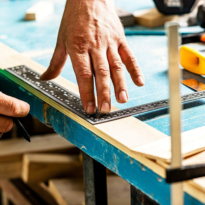 2PC Try Flat Steel L Square carpenters Builders Black 300 x 200 & 400x600mm