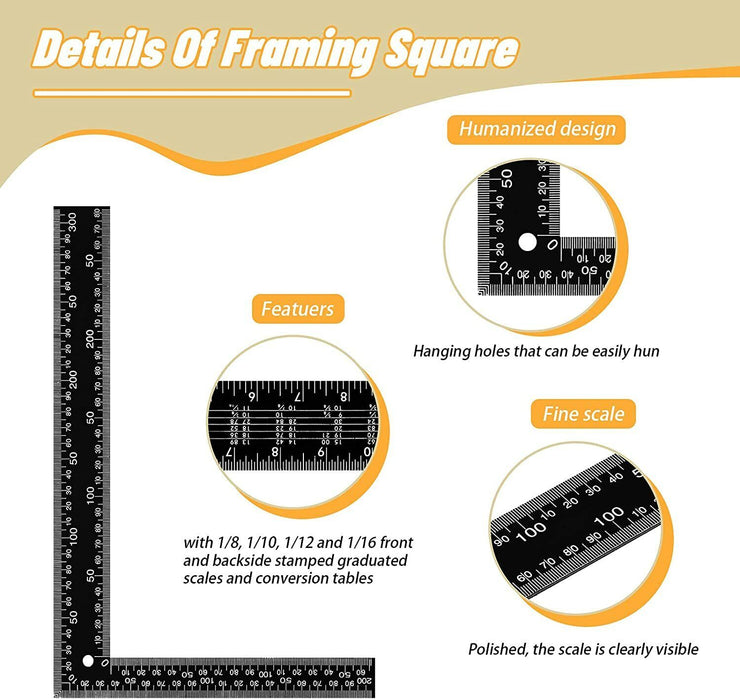 2PC Try Flat Steel L Square carpenters Builders Black 300 x 200 & 400x600mm