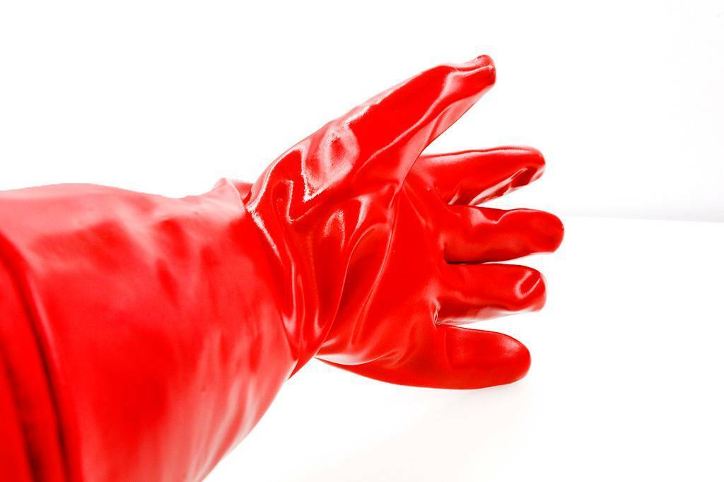 GLOVES 45CM RED PVC DIP CHEMICAL GLOVES - PACK OF 3 -