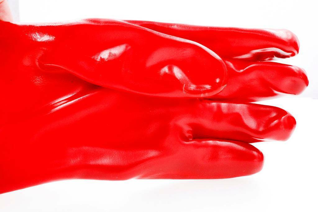 GLOVES 45CM RED PVC DIP CHEMICAL GLOVES - PACK OF 3 -