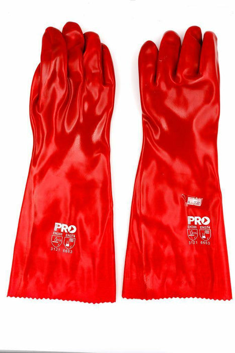 PROSATETY GLOVES RED PVC 45CM EXTENDED GAUNTLET GLOVE GPR122