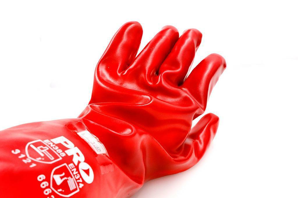 PROSATETY GLOVES RED PVC 45CM EXTENDED GAUNTLET GLOVE GPR122