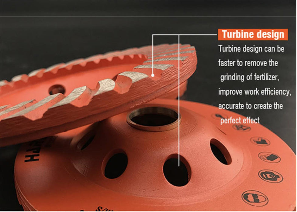 HARDEN 5"/ 125Mm Concrete Turbo Diamond Grinding Cup Wheel Cup Disc Grinder