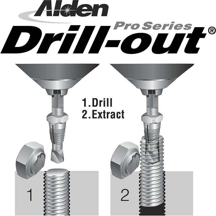 4PC Alden 4017P Grabit Drill-Out Double Ended Bolt Extractor Kit MADE IN USA