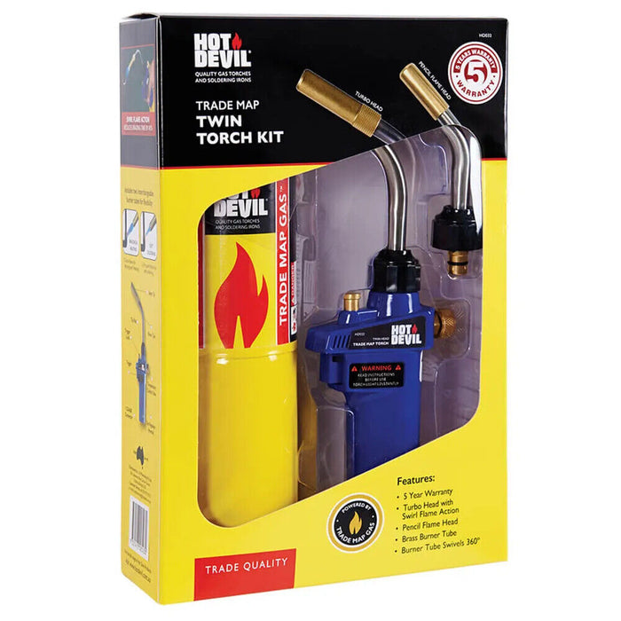 Hot Devil Trade Map Twin Torch Kit With Turbo - Pencil Flame Burnert HD032