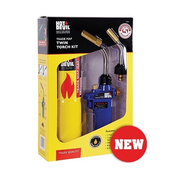 Hot Devil Trade Map Twin Torch Kit With Turbo - Pencil Flame Burnert HD032