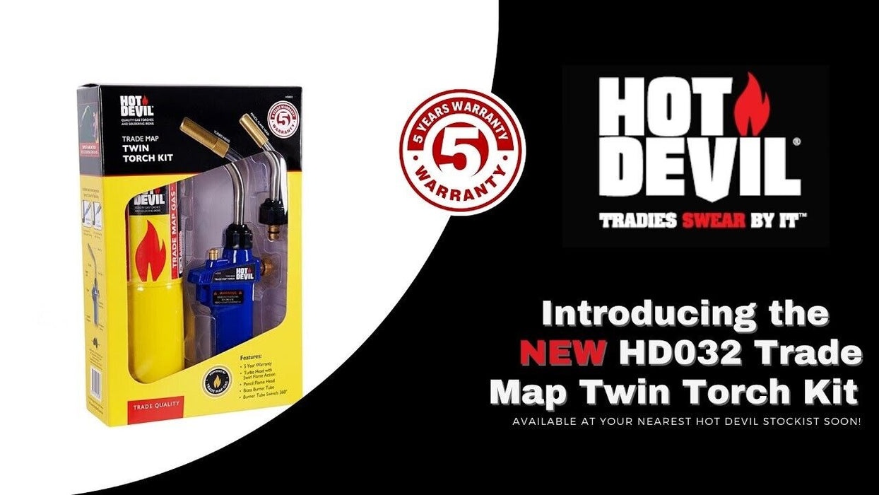 Hot Devil Trade Map Twin Torch Kit With Turbo - Pencil Flame Burnert HD032