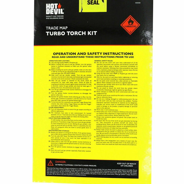 HOT DEVIL Portable Lightweight Trade Map Gas Cylinder With Turbo Torch Head New