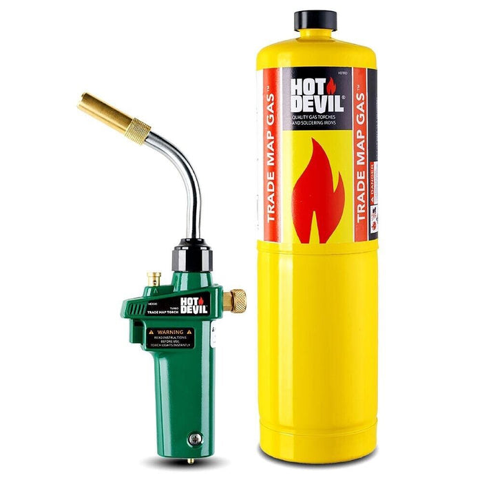 HOT DEVIL Portable Lightweight Trade Map Gas Cylinder With Turbo Torch Head New