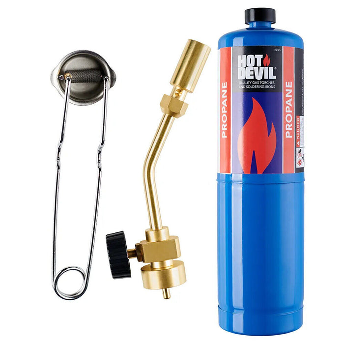 Hot Devil Solid Brass Pencil Fast Flame Propane Kit With Torch Manual Ignition