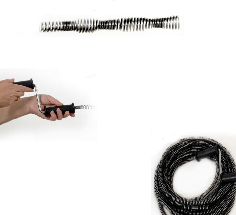 Plumber Spring Drain Snake Pipe Pipeline Sewer Cleaner 5M 9MM Metal Tool Manual