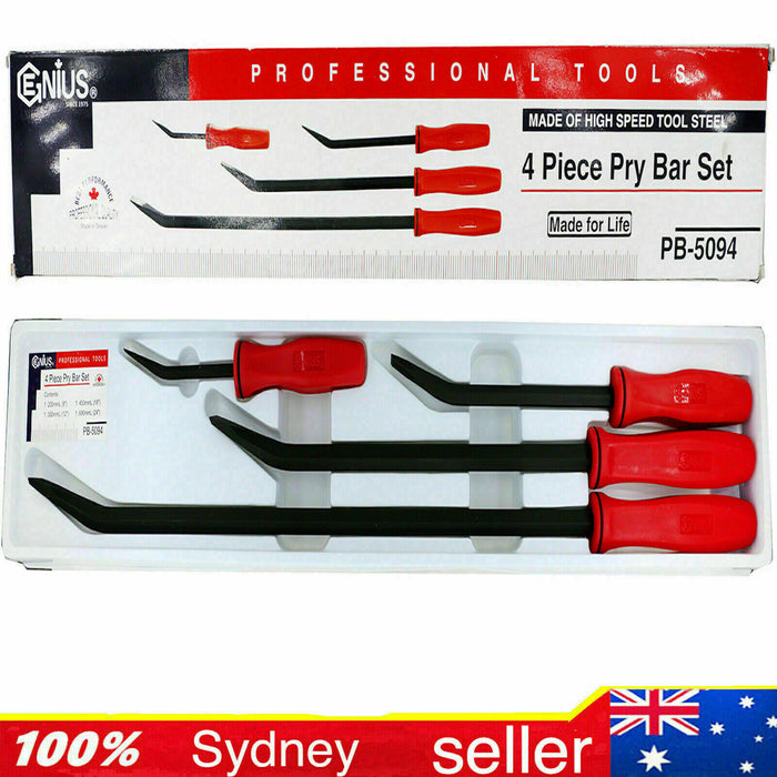 Genius Tools Professional Mechanics Pry Bar Set 4 Piece - PB-5094 Made in Taiwan