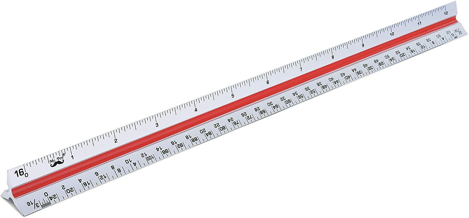 30cm 12.6'' 1:100~1:500 Metric Tool Triangular Scale ALUMINIUM  Ruler Engineer