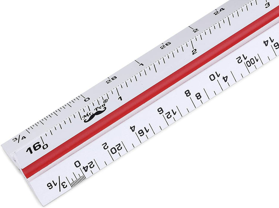 30cm 12.6'' 1:100~1:500 Metric Tool Triangular Scale ALUMINIUM  Ruler Engineer