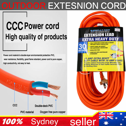 PRO 10/15/25Meter 15amp Extra Heavy Duty Power Extension Cable Lead Cord - FISHER DISCOUNT