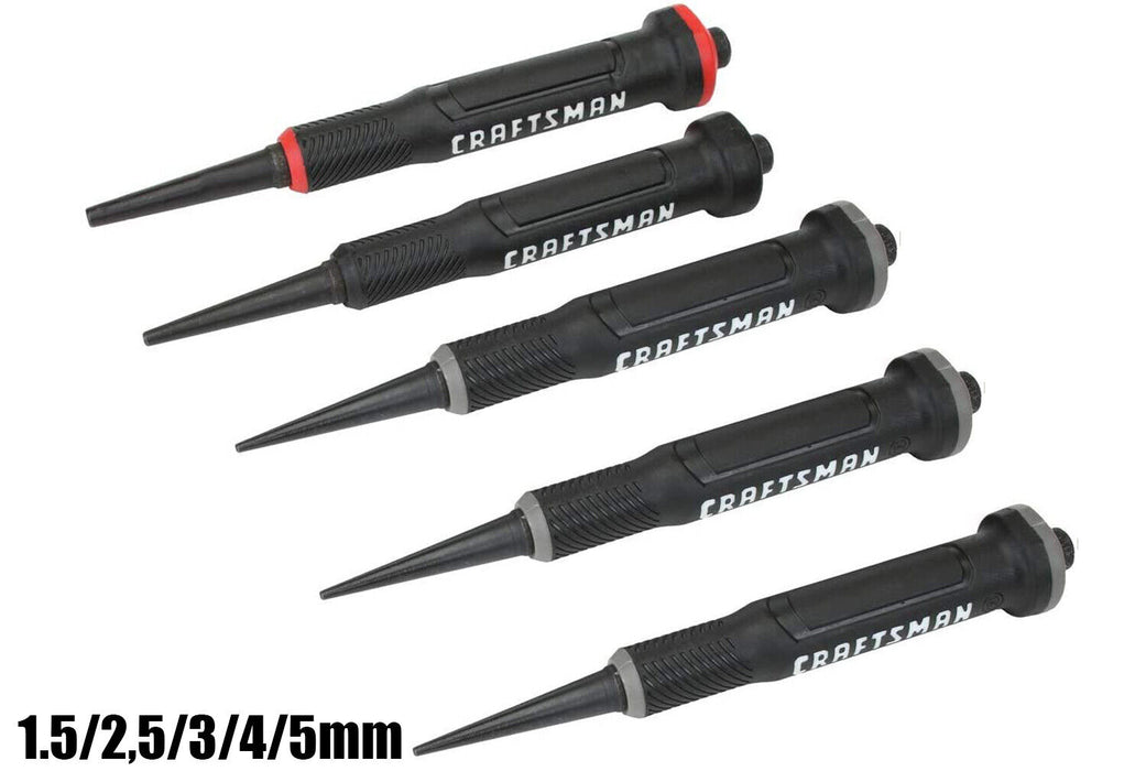 GRIPWELL 5PCS CENTRE PUNCH SET WITH SOFT GRIP HANDLES 1.5/2.5/3/4/5mm